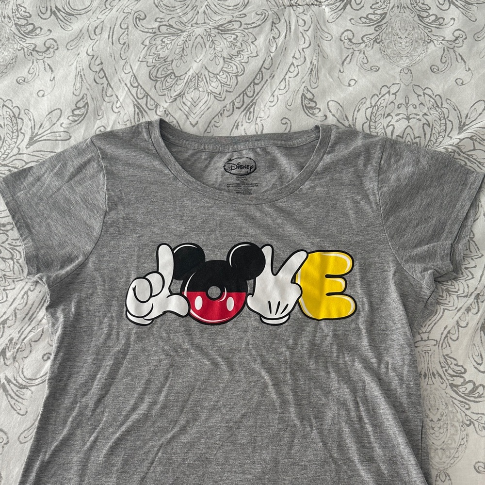 Disney Gray Tee with Mickey Mouse Love Design - Picture 3 of 5
